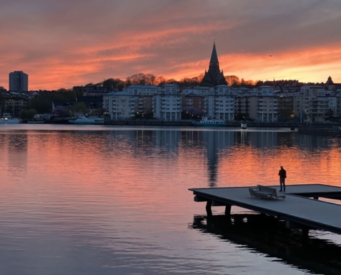 Utsikt över vattnet mot söder och Sofia Kyrka