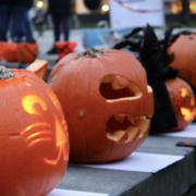 Halloweenpumpor på rad